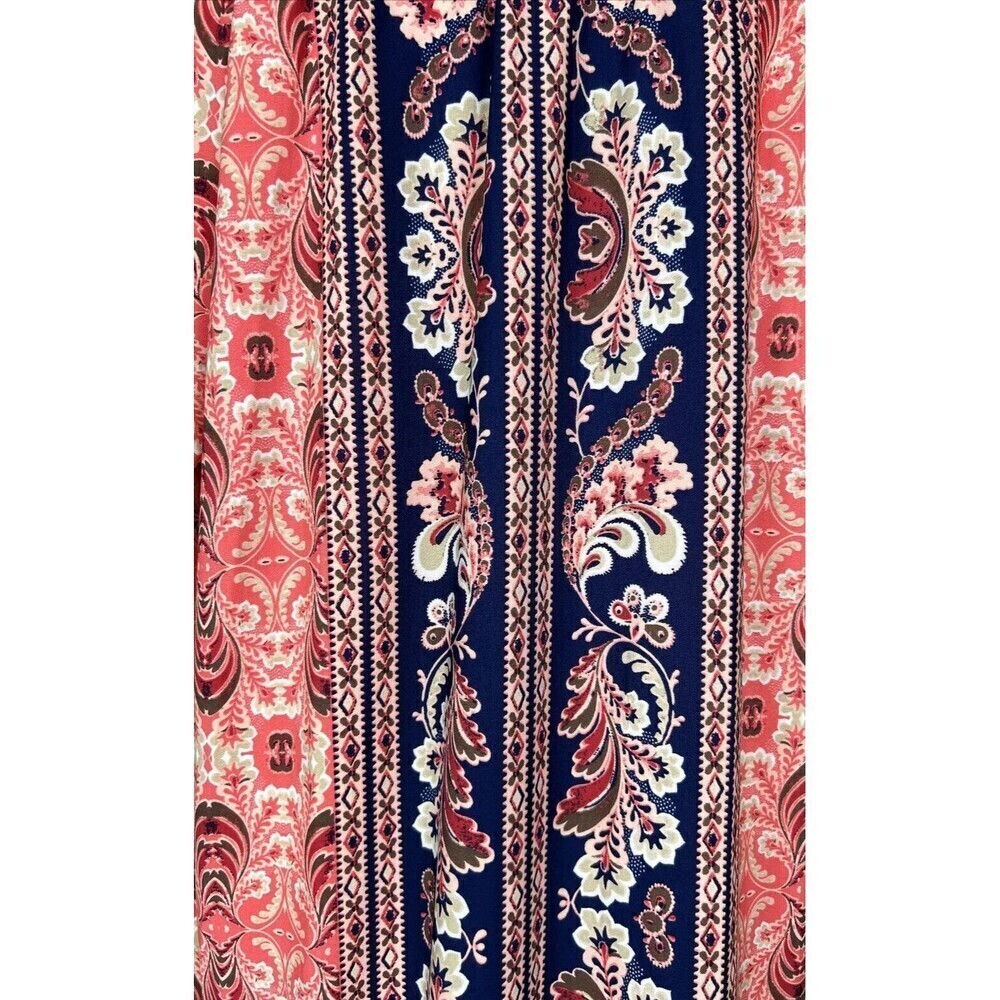 London Times Medallion Border Print Midi Shift Pink Navy Keyhole Plus Size 20W - Picture 11 of 12